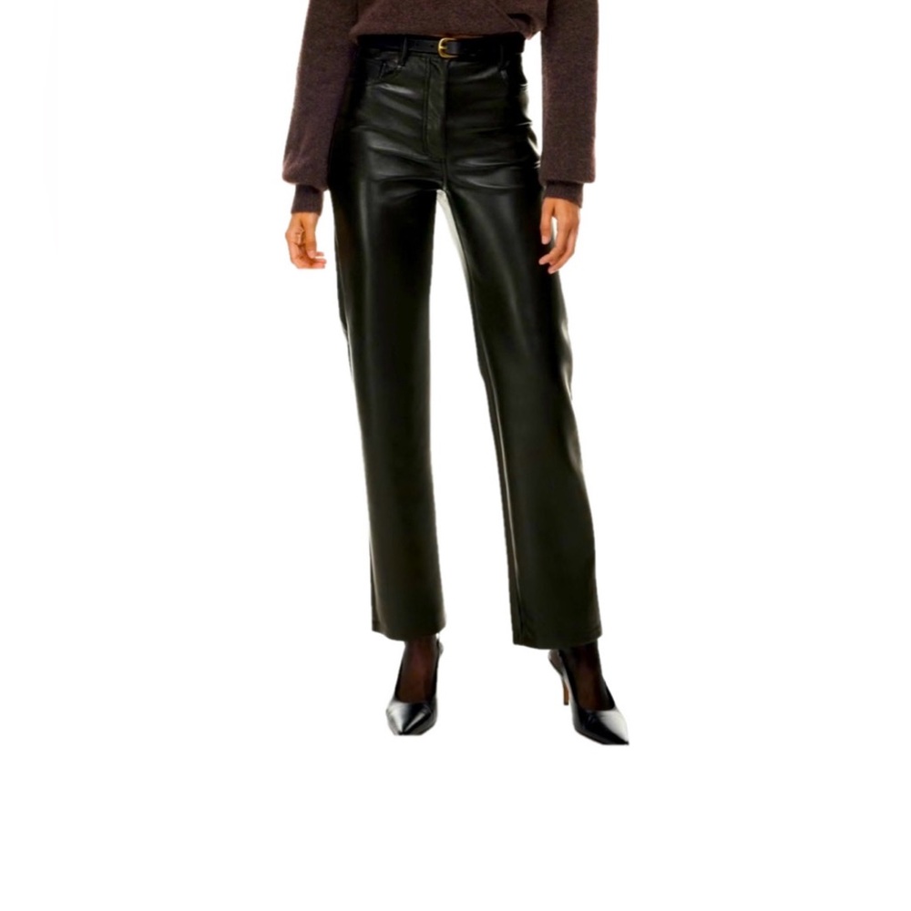 Aritzia Wilfred The Melinaā Pant Faux Vegan Leather High Rise Straight Leg SZ 0